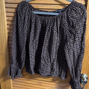 WHBM  Eyelet Blouse - Brown